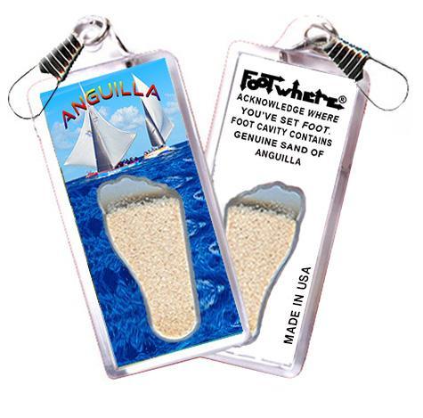 Anguilla FootWhere® Souvenir Zipper-Pull. Made in USA-FootWhere® Souvenirs