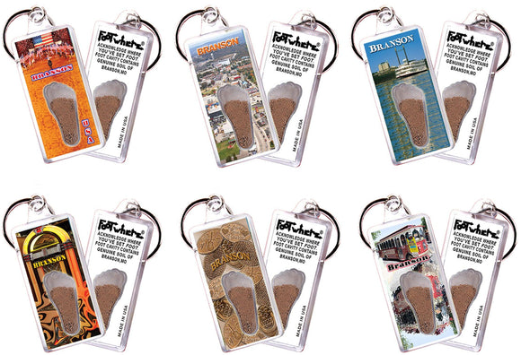 Branson FootWhere® Souvenir Keychains. 6 Piece Set. Made in USA-FootWhere® Souvenirs