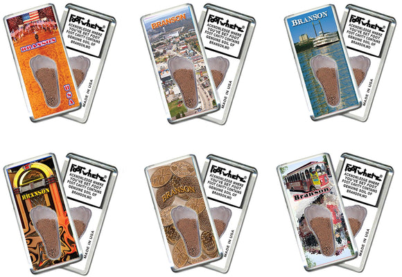 Branson FootWhere® Souvenir Fridge Magnets. 6 Piece Set. Made in USA-FootWhere® Souvenirs