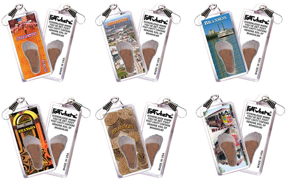 Branson FootWhere® Souvenir Zipper-Pulls. 6 Piece Set. Made in USA-FootWhere® Souvenirs