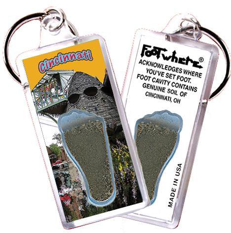 Cincinnati FootWhere® Souvenir Keychain. Made in USA-FootWhere® Souvenirs