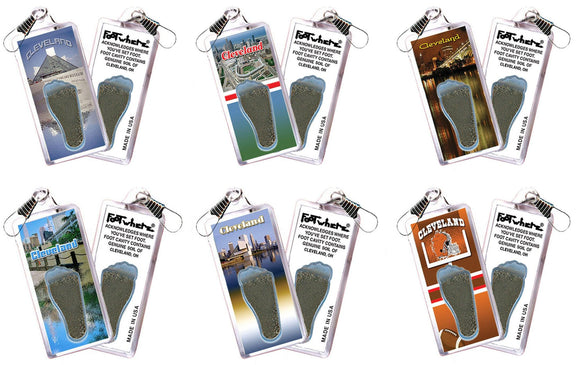 Cleveland FootWhere® Souvenir Zipper-Pulls. 6 Piece Set. Made in USA-FootWhere® Souvenirs