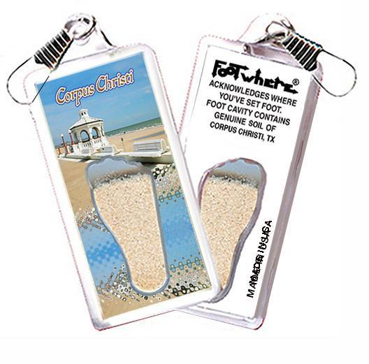 Corpus Christi FootWhere® Souvenir Zipper-Pull. Made in USA-FootWhere® Souvenirs