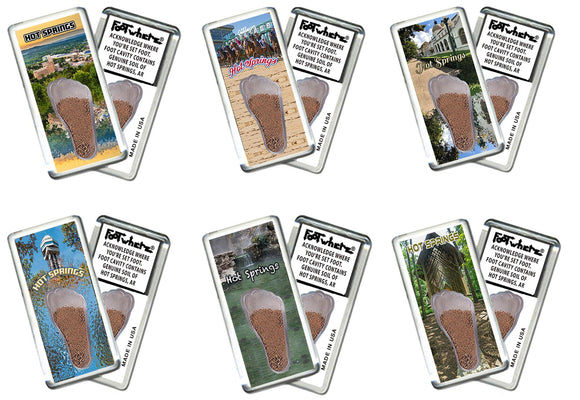 Hot Springs FootWhere® Souvenir Fridge Magnets. 6 Piece Set. Made in USA - FootWhere® Souvenir Shop