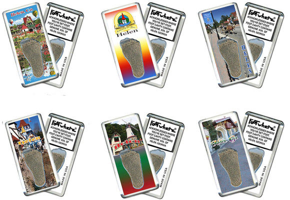 Helen, GA FootWhere® Souvenir Fridge Magnets. 6 Piece Set. Made in USA - FootWhere® Souvenir Shop