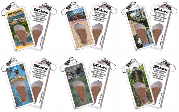 Hot Springs FootWhere® Souvenir Zipper-Pulls. 6 Piece Set. Made in USA - FootWhere® Souvenir Shop