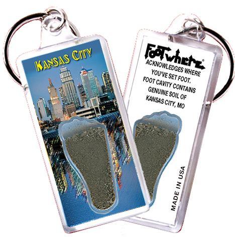 Kansas City FootWhere® Souvenir Keychain. Made in USA-FootWhere® Souvenirs