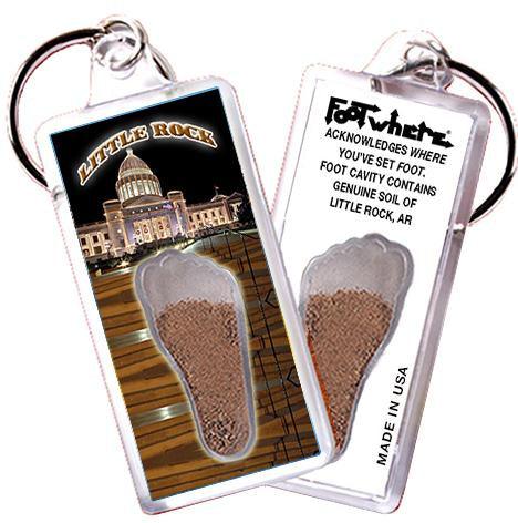 Little Rock FootWhere® Souvenir Keychain. Made in USA-FootWhere® Souvenirs