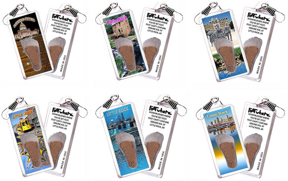 Little Rock FootWhere® Souvenir Fridge Zipper-Pulls. 6 Piece Set. Made in USA-FootWhere® Souvenirs