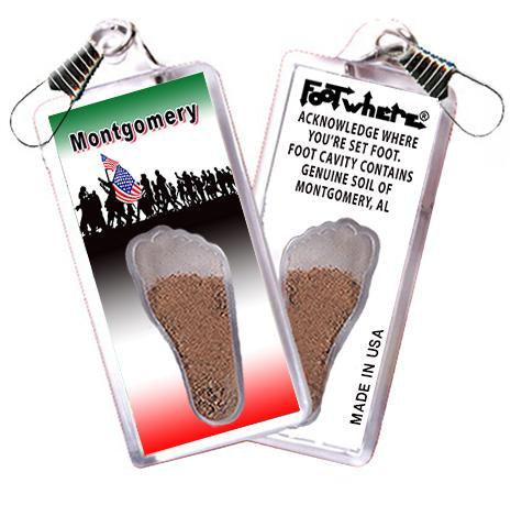 Montgomery, AL FootWhere® Souvenir Zipper-Pull. Made in USA-FootWhere® Souvenirs