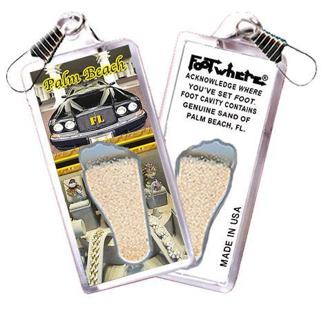 Palm Beach, FL FootWhere® Souvenir Zipper-Pull. Made in USA-FootWhere® Souvenirs