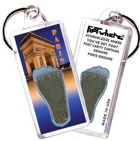 Paris FootWhere® Souvenir Key Chain. Made in USA-FootWhere® Souvenirs