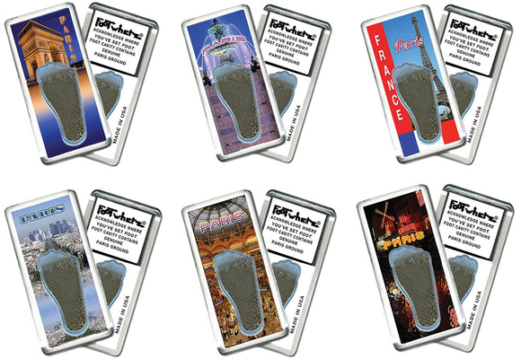 Paris FootWhere® Souvenir Fridge Magnets. 6 Piece Set. Made in USA - FootWhere® Souvenir Shop