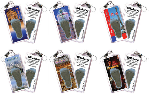 Paris FootWhere® Souvenir Zipper-Pulls. 6 Piece Set. Made in USA - FootWhere® Souvenir Shop